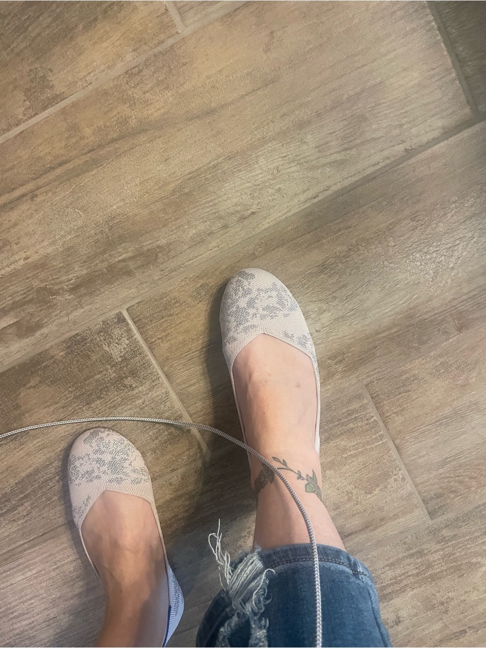 Rothy's Pale Pink Floral Knit Ballet Flats